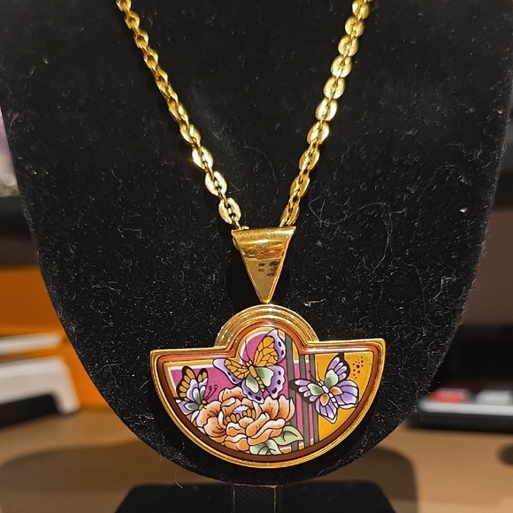 Michaela Frey Jewelry - Gold-Tone Floral & Butterfly Enamel Pendant Necklace - Women's Jewelry